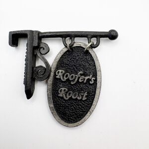 Forma Vitrum Roofers Roost Sign Pewter Miniature Vitreville Collection Bill Job
